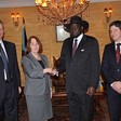 File photo: US Ambassador to South Sudan Mary Catherine Phee presents her credentials to President  Kiir