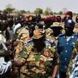 Chief of Defense Forces (CDF) Gen. Santino Deng Wol greeting officials on arrival in Abyei on Monday. (Photo: Radiio Tamazuj)