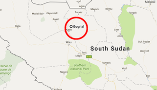 Map of South Sudan showing Gogrial state in red